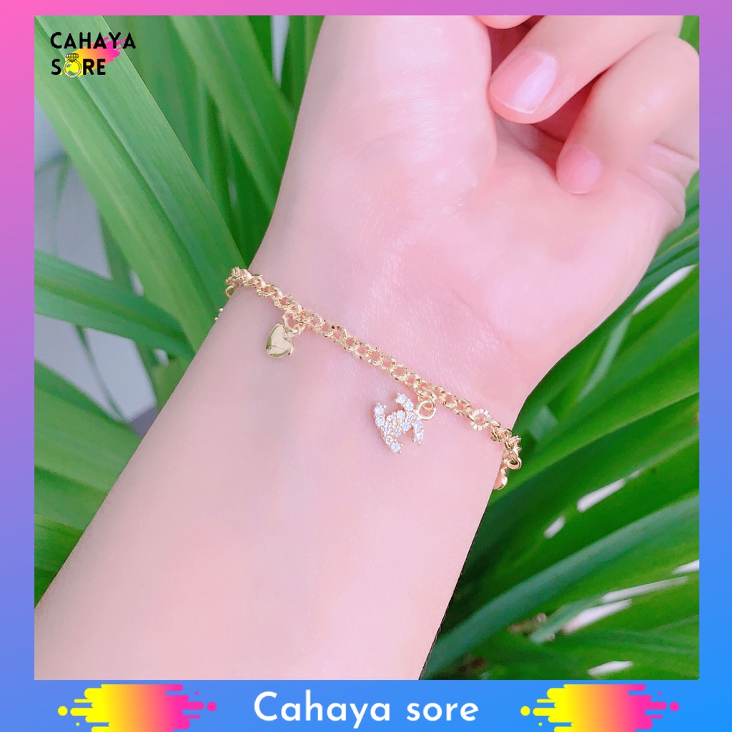 Gelang Xuping Gold Gelang Tangan Dewasa Rantai Permata Love Hace G19