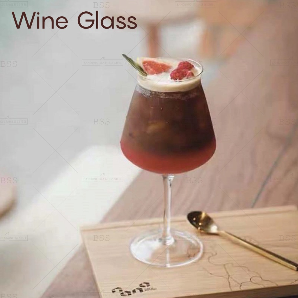 Gelas Kaki Tinggi Kaca 330ml Cristal Cocktail Dessert Jus Juice Wine Minuman Cantik Lucu