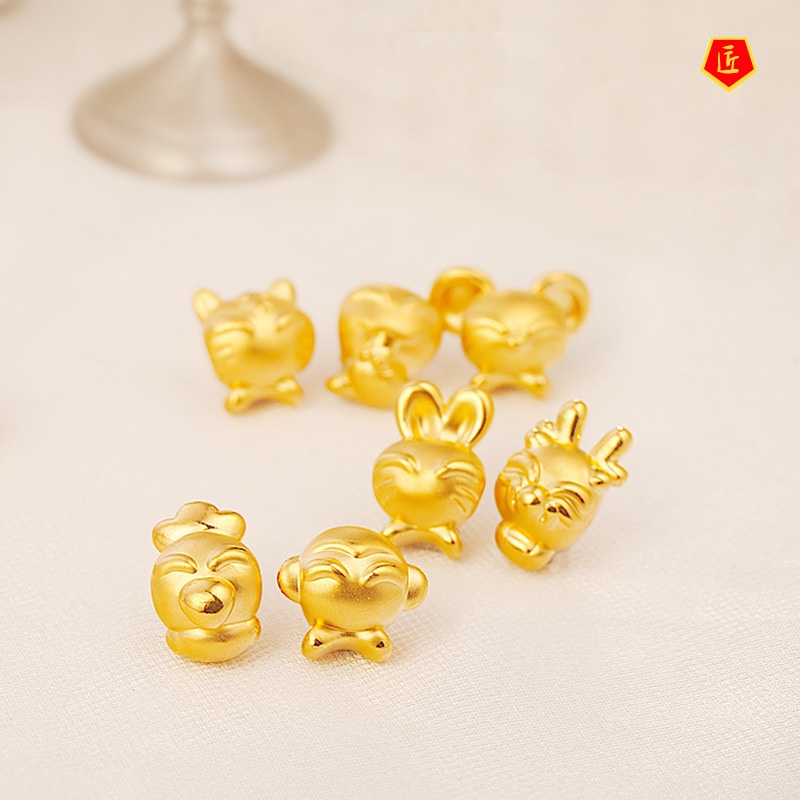 [Ready Stock]Twelve Zodiac Lucky Beads Gold Pendant Simple Cute