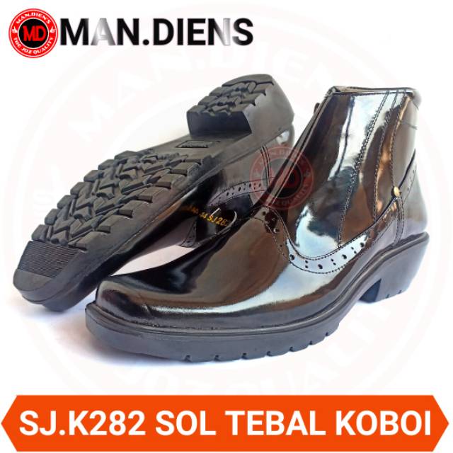 MANDIENS SJK282 - Sepatu Boots Kulit Asli Medali - Sepatu Kulit Pdh Tni Polri Jenggel Gaya Koboi