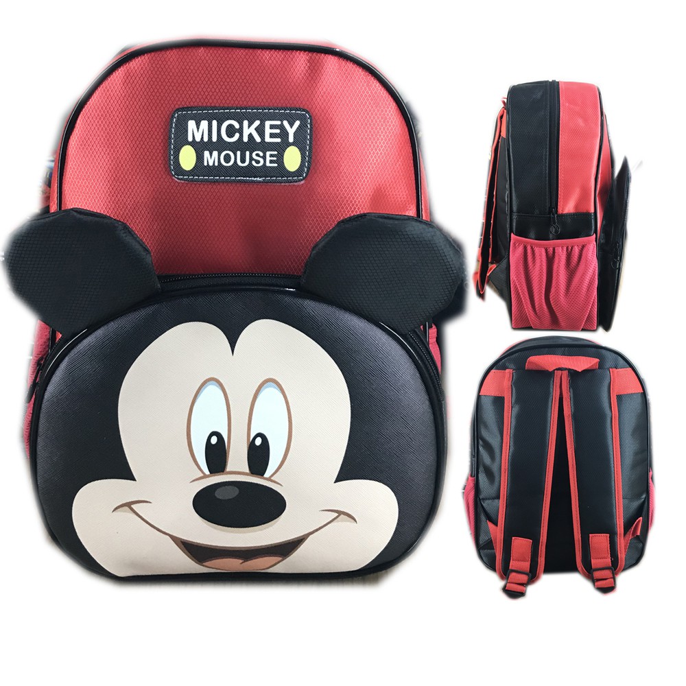 COD IMPORT ~ Tas Ransel Sekolah TK 3D TIKUS COWO MOUSe Muka Kuping 3D Timbul mickey mouse ransel tk sd cowo tas laki laki kuping mickey