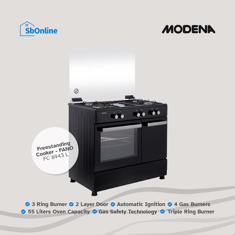 Freestanding Cooker MODENA - FC 8943 Black FREE GRILL PLATE GP 4121