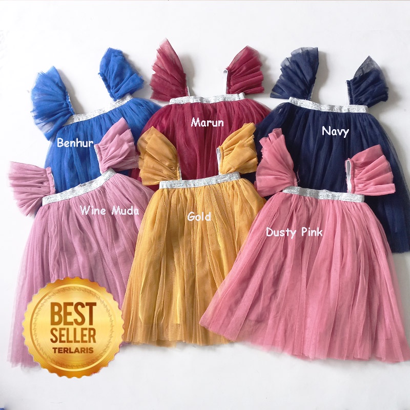 Dress Bayi Perempuan 1 Tahun Import Warna Hitam Putih Earth Tone Gaun Pesta Baby 12 Bulan - 18 Bulan Ala Korea GRATIS PITA Dress Tutu Anak Cewek Adem Bahan Soft Tulle Trend 2022 KA168