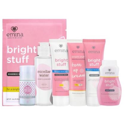 ^ KYRA ^ Emina Bright Stuff Series Face Cream Loose Powder Serum Facial Wash Toner Micellar