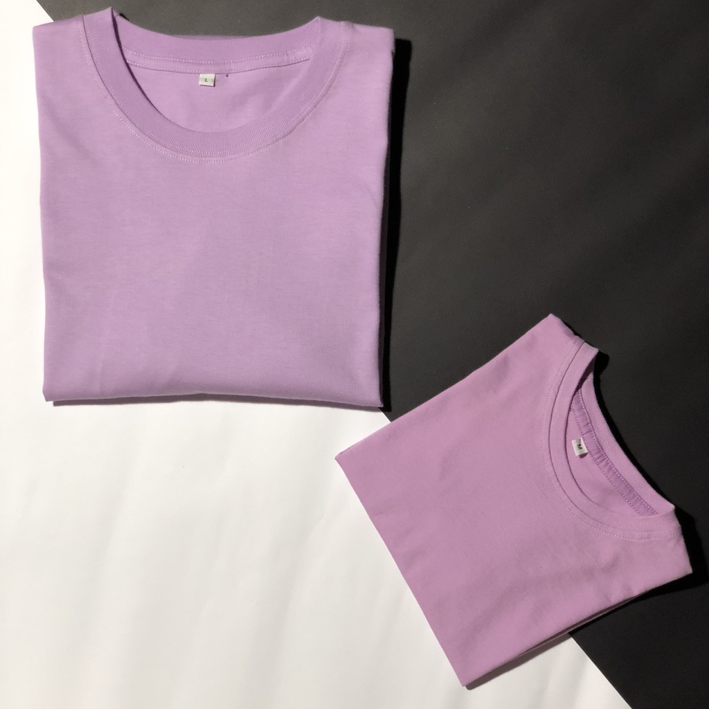 COUPLE SET KAOS POLOS AYAH IBU DAN ANAK BALITA BAHAN KATUN NYAMAN WARNA LILAC