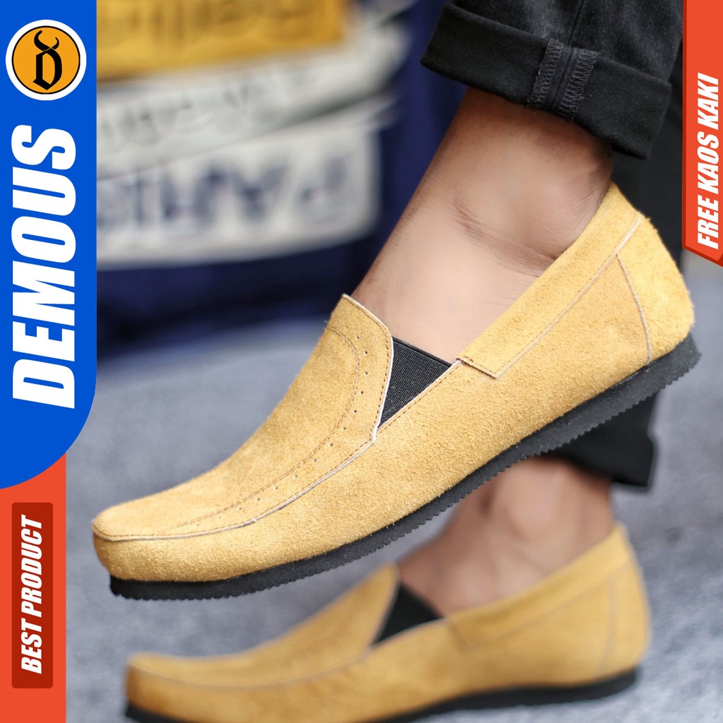 DEMOUS JASTER Sepatu Slip On Kulit Casual Santai Slop