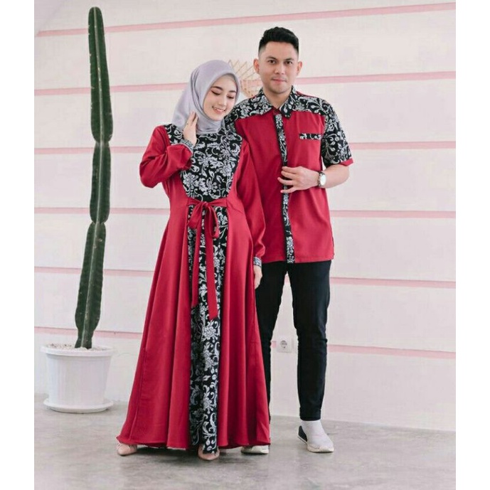 CP IRWANSYAH BATIK COUPLE PASANGANSUAMI ISTRI MOSCREPE PRADA, GAMIS HIJAB MUSLIM MAXY DRESS Set Baju Pakaian Kopel Muslim Lebaran Gamis Couple Terbaru 2022Kemeja Koko Kekinian