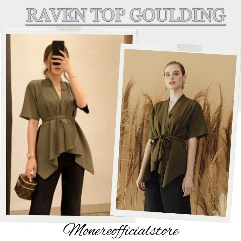 NEW  READY RAVEN TOP GOULDING OFFICIAL in OLIVE FREE BELT | BAJU WANITA | BAJU CEWEK | ATASAN WANITA