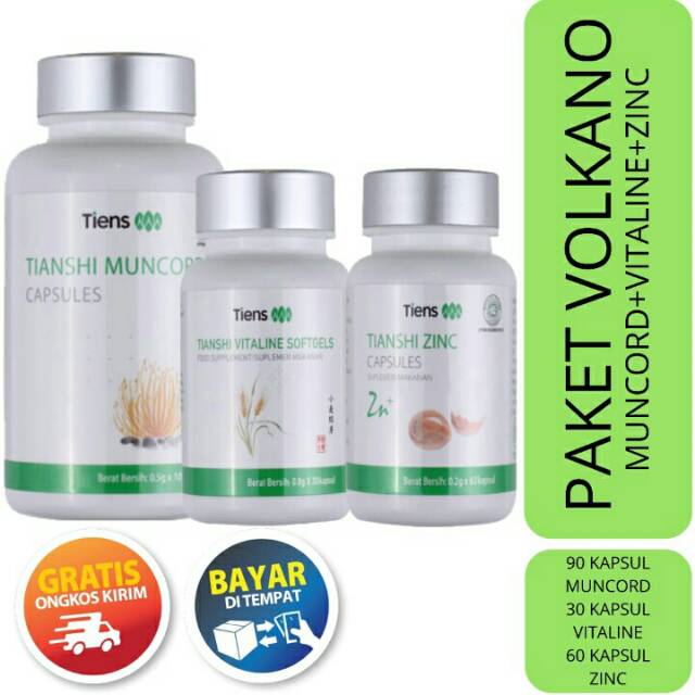 Paket VOLCANO Tiens ZINC MUNCORD VITALINE Tianshi paket stamina pria