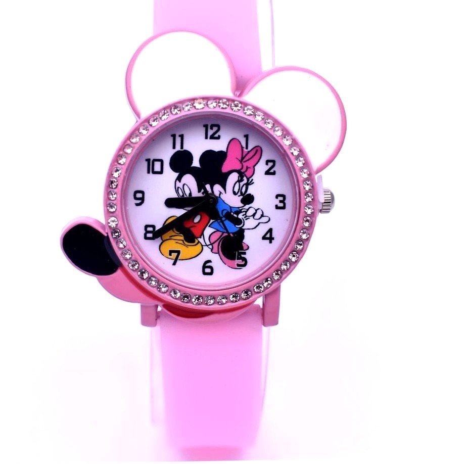  Jam  Tangan  Mickey Quartz dengan Gambar  Kartun  Mickey Mouse 