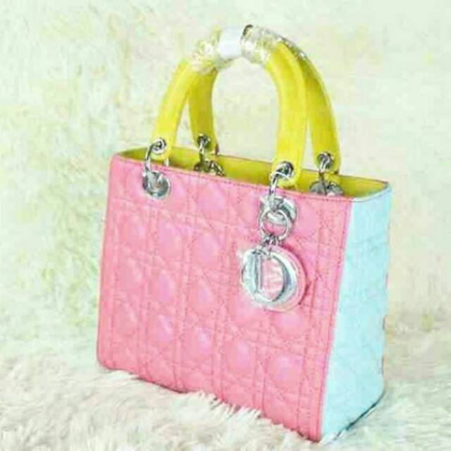 Tas lady dior 3 tones 24cm. High quality. Ori leather