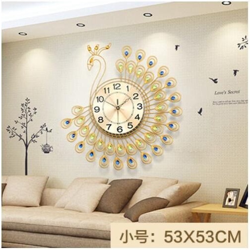 SAFEBET Jam Dinding Bulat Quartz Clock Diamond Peacock 53CM - H19 - Bl