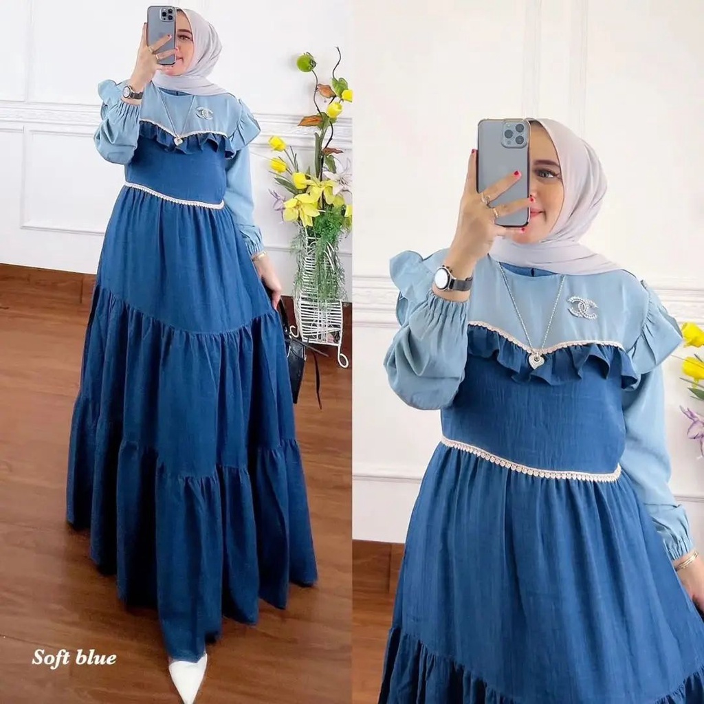 KENZA DRESS BO Bahan CRINKLE LD 110 CM PB 135 CM ( TANPA BROSS ) Baju Outfit Wanita Kekinian  DRES  MODEL TRENDY  DAN KEKINIAN HARGA MURAH DAN TERJANGKAU BAJU DRES 2022