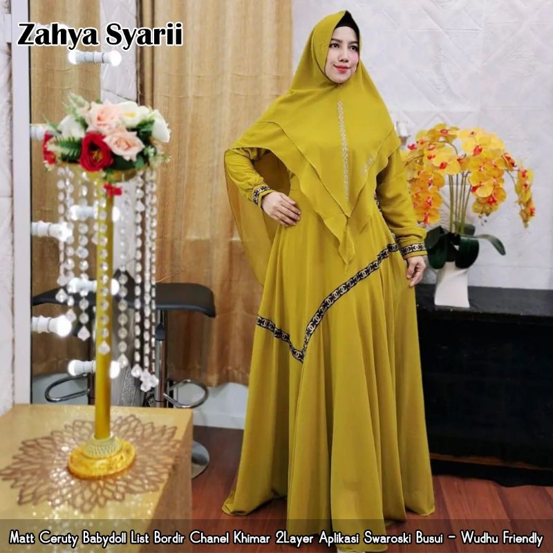 Gamis Zahya Syarii Baju Pakaian Fashion muslim Wanita Gamis Perempuan Remaja Dewasa Orang Tua Kekini