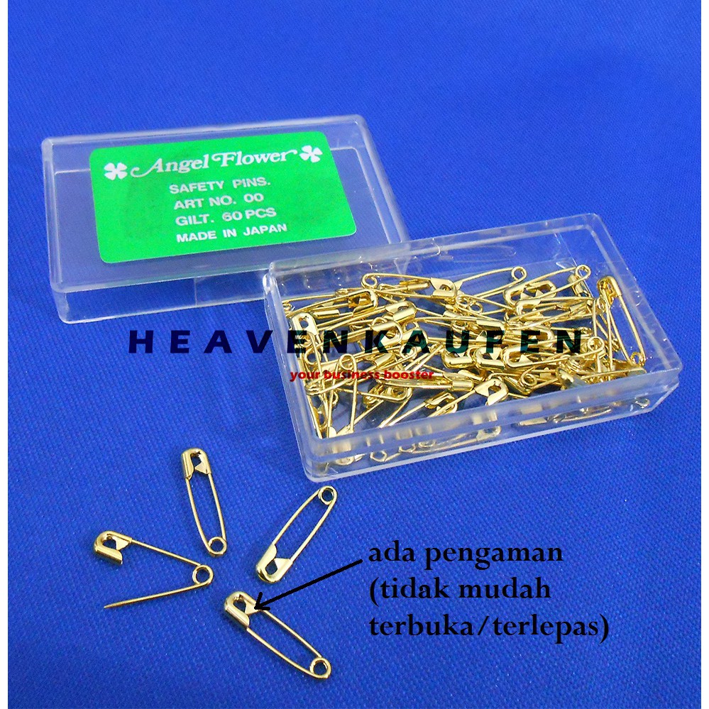 Peniti Kecil 2 cm Warna Emas/Gold Premium Quality Stainless Steel Anti Karat Per Box isi 60 Biji