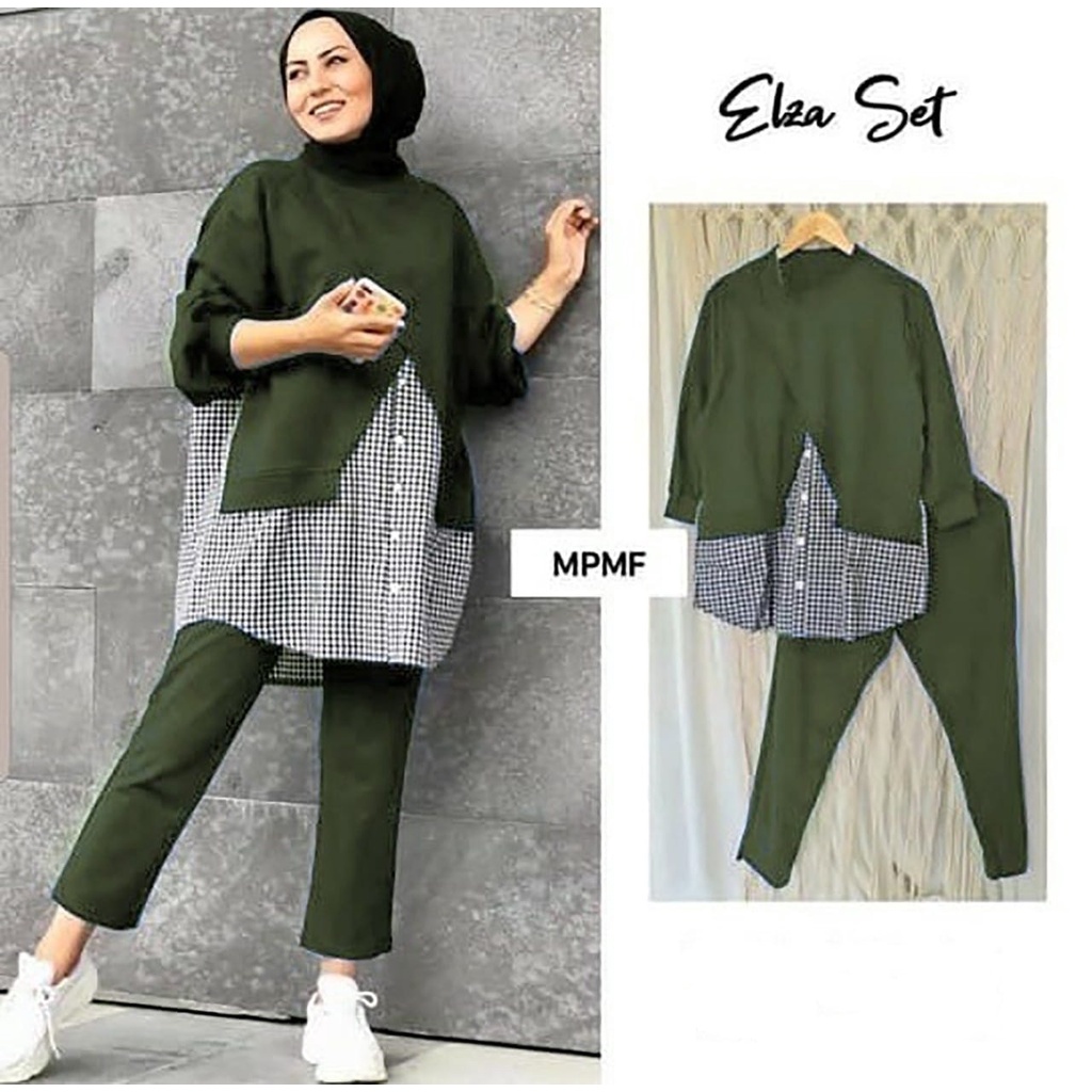 2 UKURAN 2XL 3XL HGO SET ELZE / SET ELZA CROM / ONE SET WANITA-Army 3XL