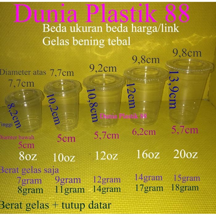 DP140 isi50pc GELAS cup plastik BENING PET 20oz + TUTUP DATAR tebal flat lid