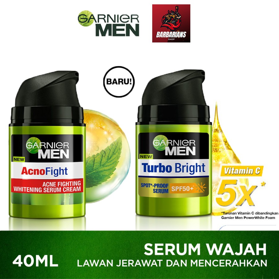 Garnier Men Turbo Bright Super Serum Gel &amp; Acno Fight Acne Spotproof Serum SPF50+ Acne Fighting Cream 30ml 40ml