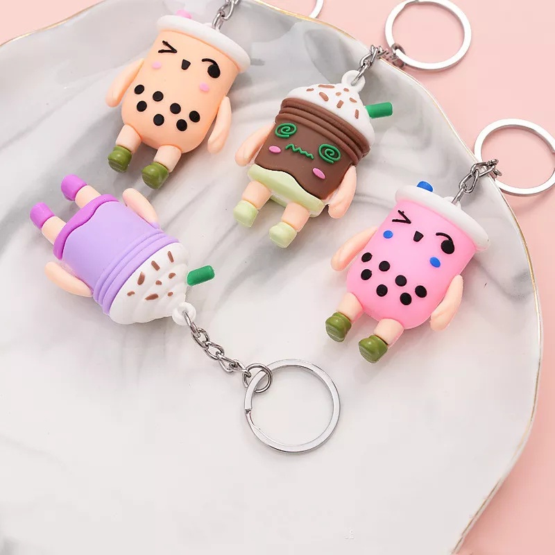 GANTUNGAN KUNCI BOBA // Ganci Karakter Boba Milk Tea Unik Lucu | Gantungan tas | Bag Charm | Souvenir Murah | Keychain | COD