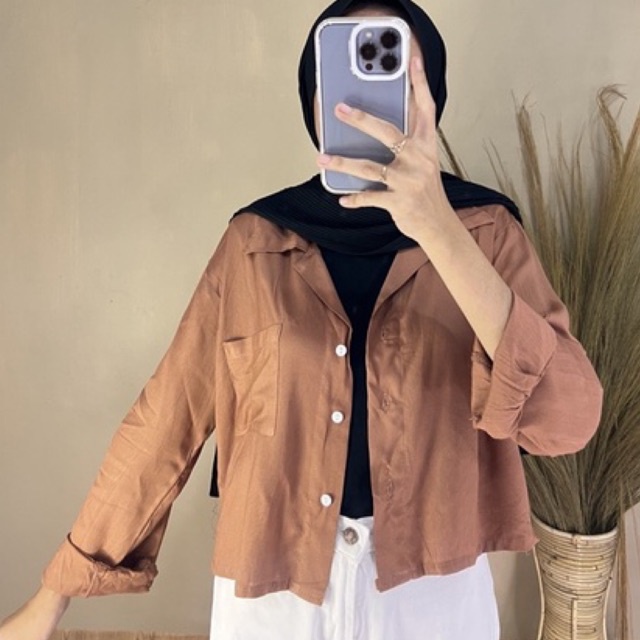MONICCA CROP SHIRT BAHAN RAYON KOREAN STYLE MUSLIM