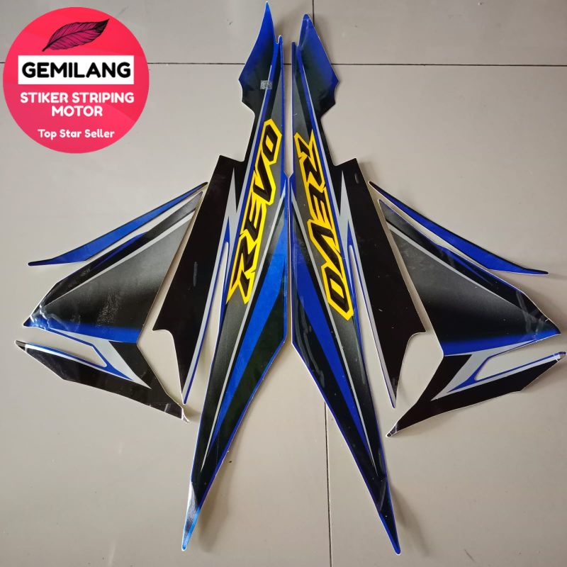 Striping Decal Polet Sticker honda revo 2008 biru  stiker body motor standar berkualitas terbaik Gem