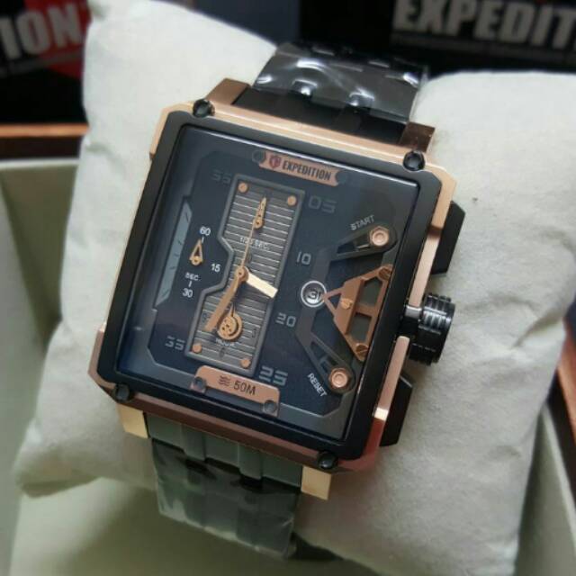 Jam Tangan Expedition e6695 rantai black gold