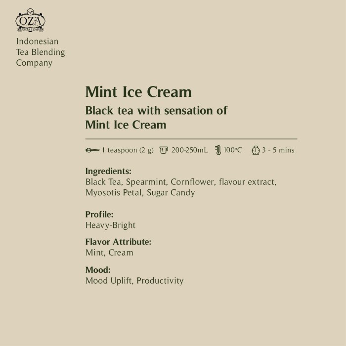 

teh-daun- oza tea - mint ice cream | black tea | 40 gram (20 cups) -daun-teh.