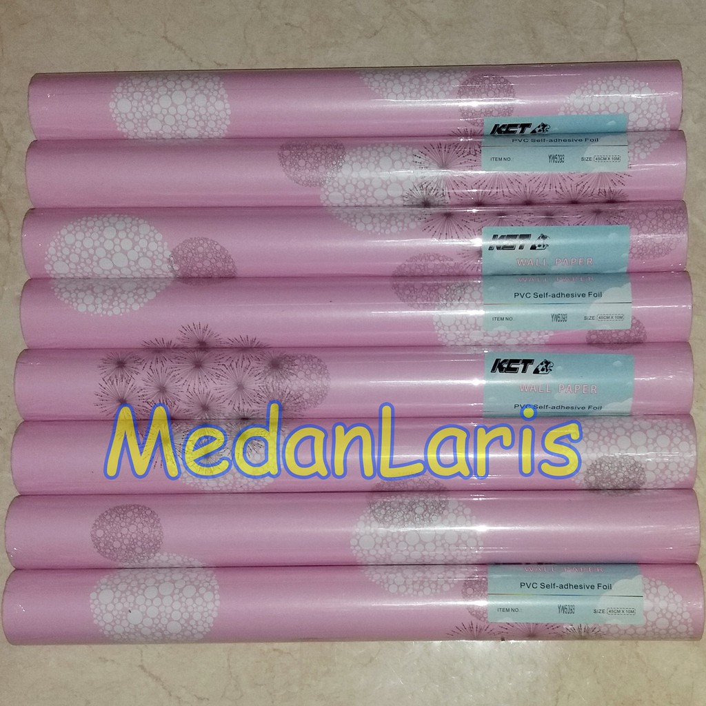 WPS Bunga Kapas Pink Wall Paper Stiker Kertas Dinding WallSticker Wallpaper Manis