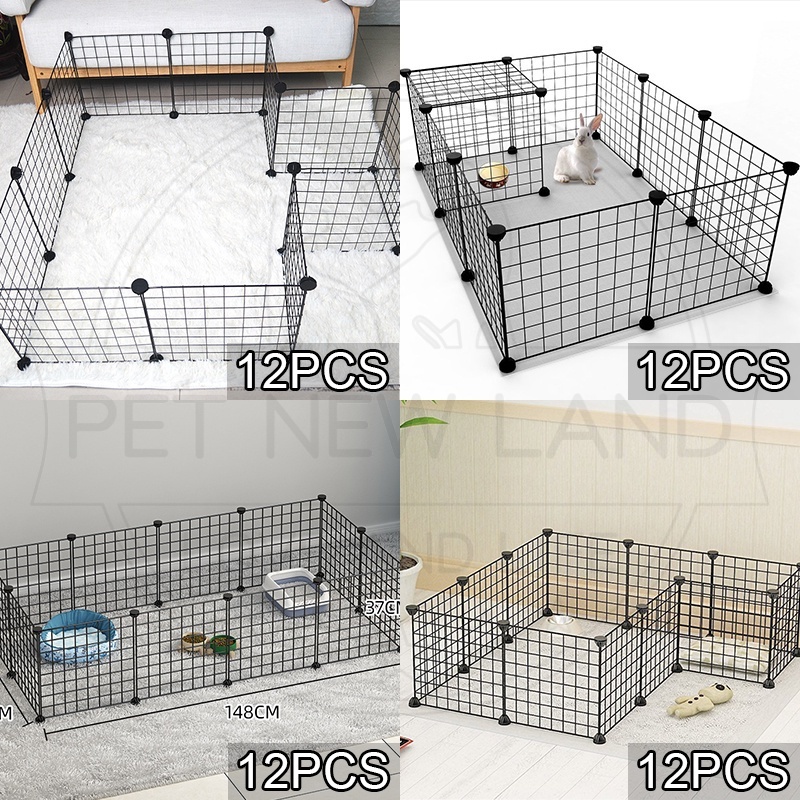 Kandang Kucing Kandang Anjing Kelinci tempat tidur Pet Cage Pagar Besi DIY Kandang Hewan Peliharaan-5