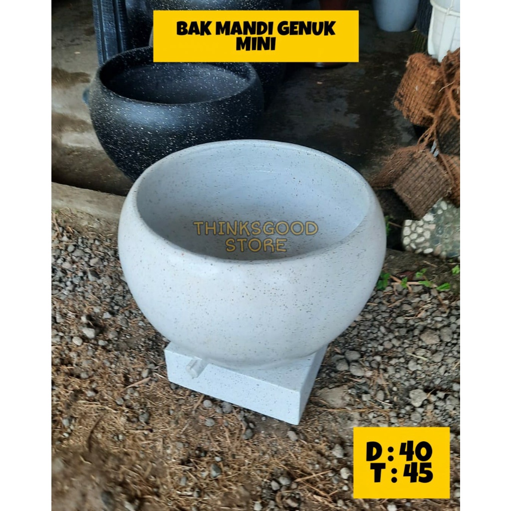 BAK MANDI GENTONG AIR MODEL GENUK TYPE 40 PUTIH TRASO MINIMALIS BATU ALAM MODERN (MOHON CHAT TERLEBI