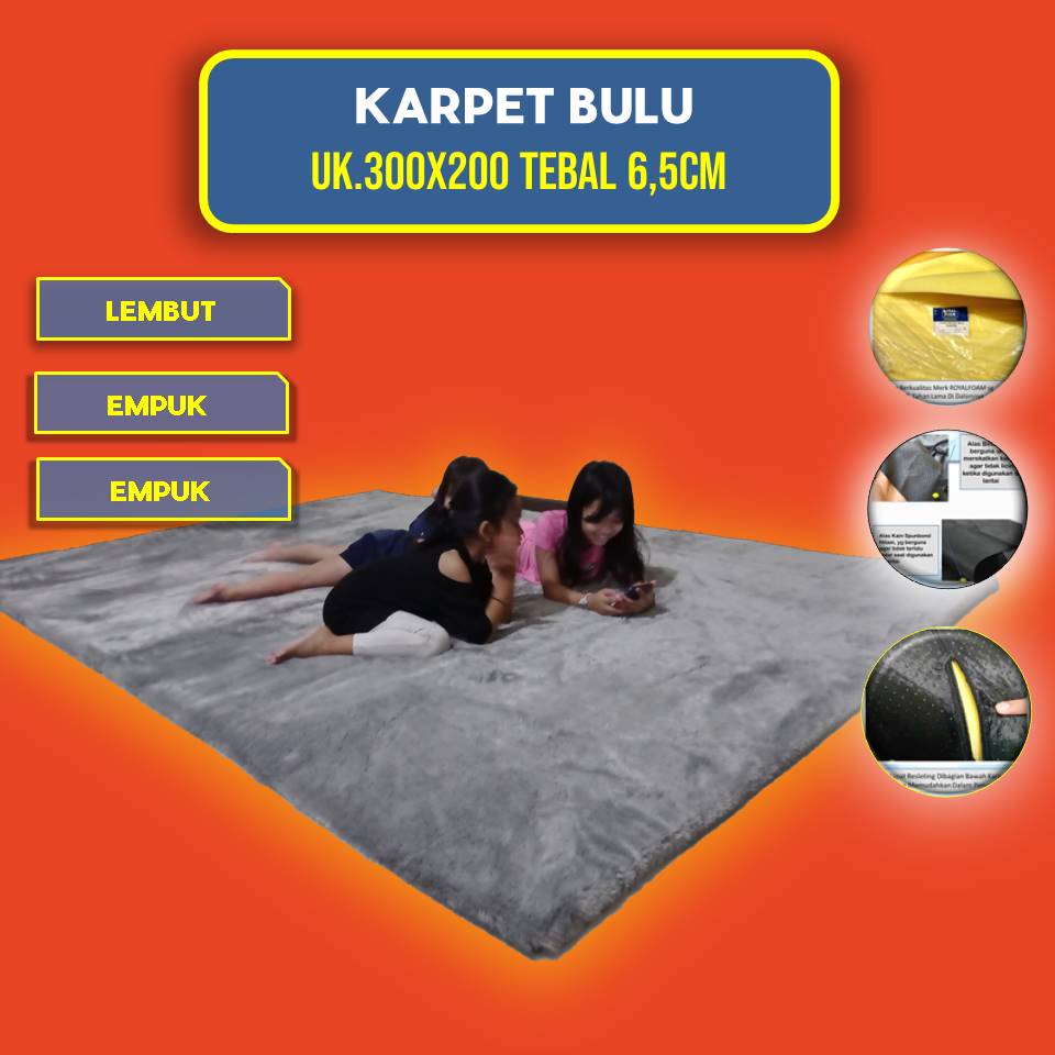 Karpet bulu rasfur ukuran besar JUMBO uk 300x200x6,5cm