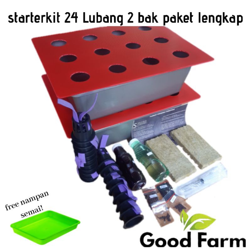 PAKET HIDROPONIK LENGKAP 24 LUBANG 2 BAK | PAKET HIDROPONIK PEMULA | PAKET HIDROPONIK MURAH