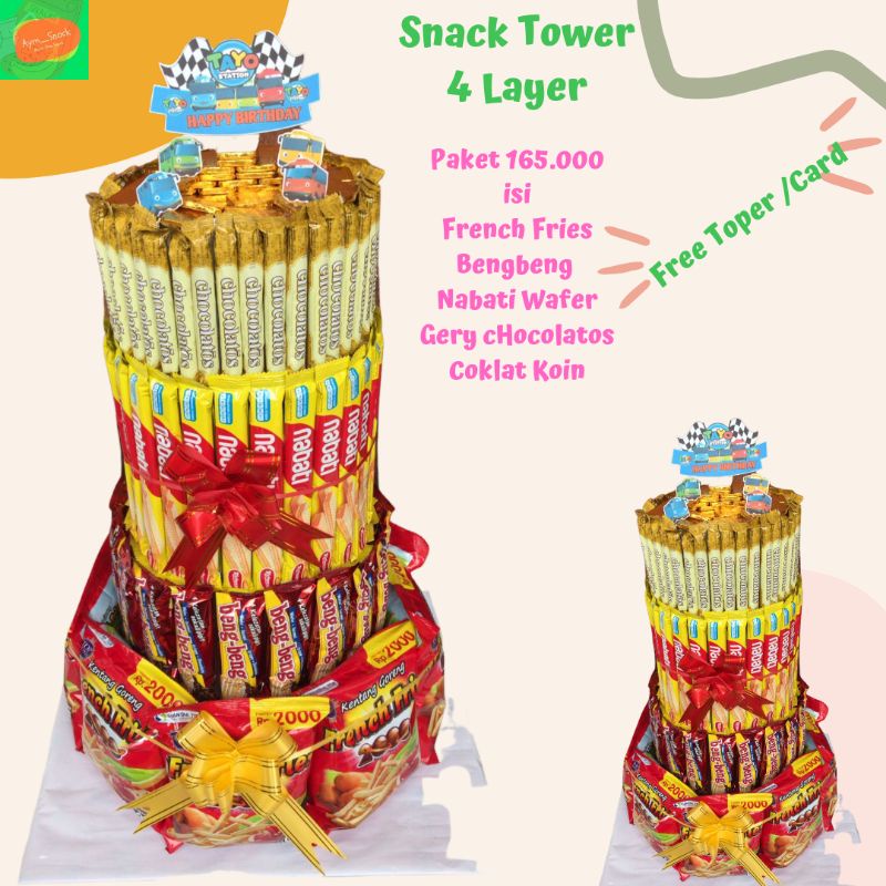 Snack Buket Tower /Tower Snack/Snack Tower Murah/Snack ulang tahun