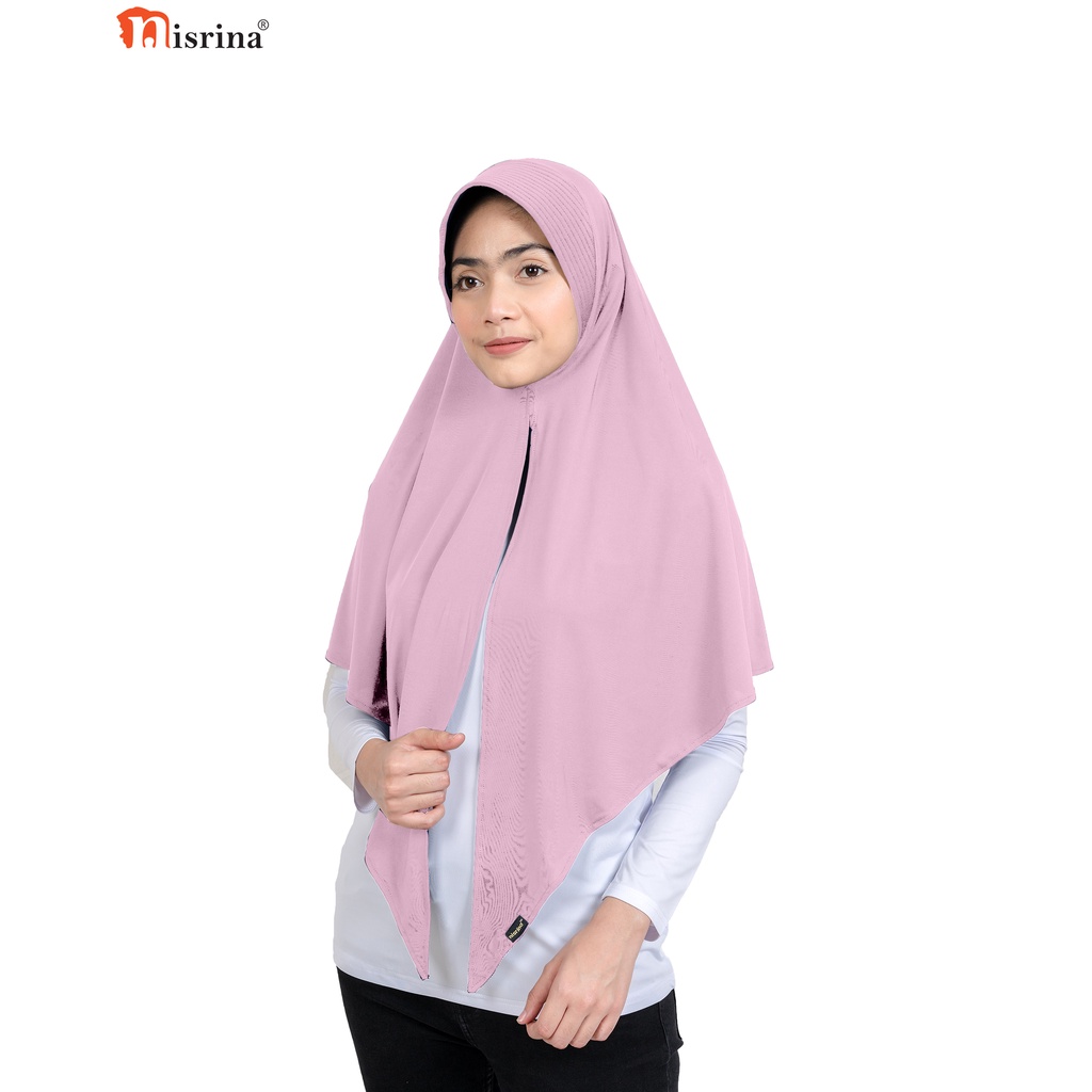 Nisrina Fashion Muslim Bergo Instan Polos Belah Tengah Paras M Lestari-Baby Pink