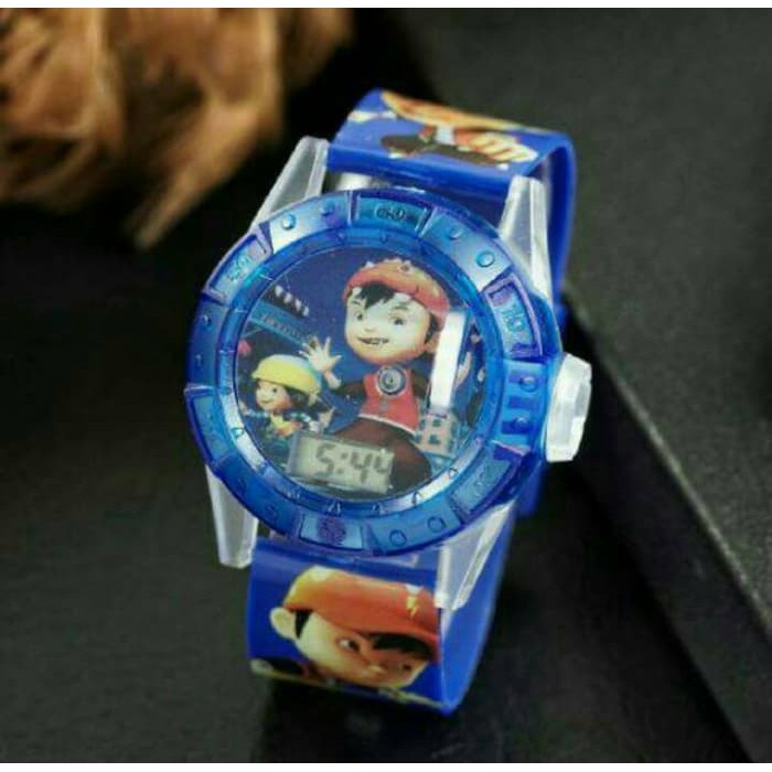 JAM TANGAN ANAK MURAH KARAKTER PROYEKTOR LASER LAMPU SUARA MELODY MELODI SUPER-HERO DIGITAL RUBBER JA008