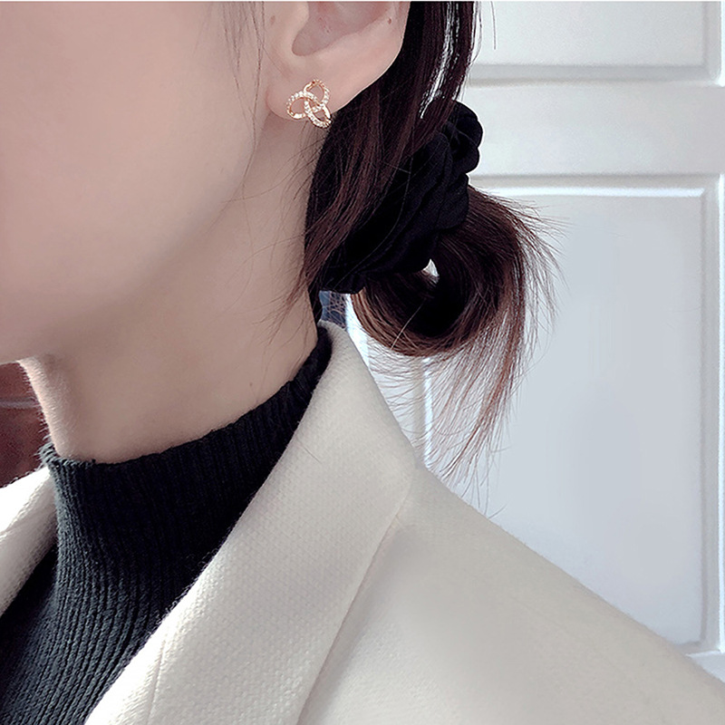 Anting Bulat spiral Geometris Berlian Kilat lady Korea