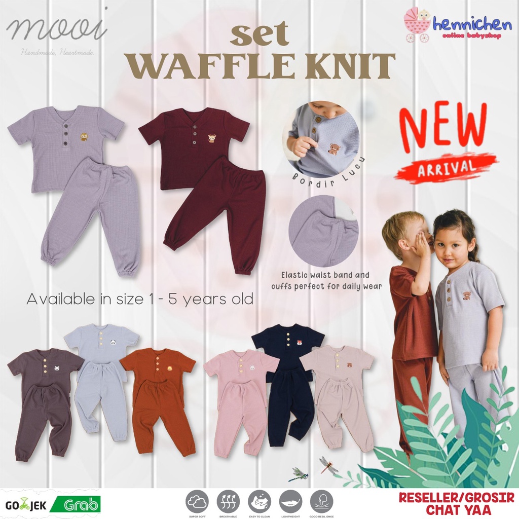 PROMO 7.7 PROMO BAJU LEBARAN MURAH Mooi Setelan Waffle Knit Set - Mooi Setelan Baju pendek Celana Panjang