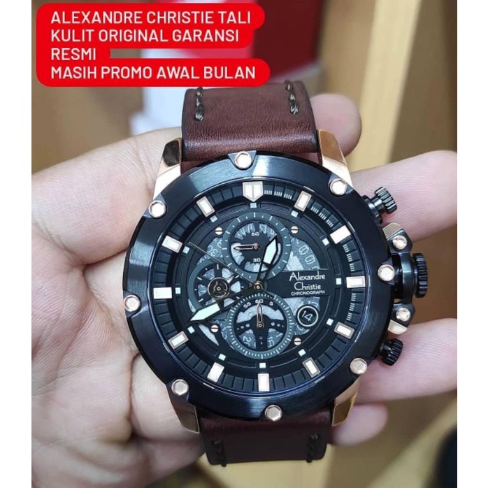 jam tangan alexandre Christie tali kulit pria original best seller