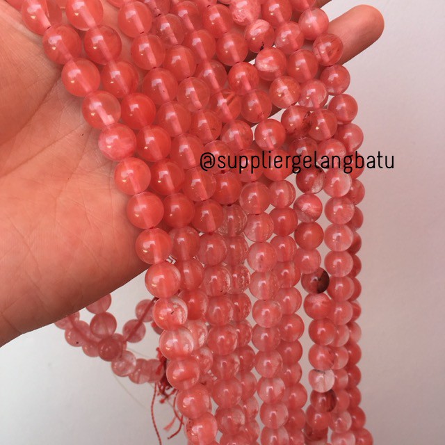 batu kristal cherry quartz 10mm chery pink crystal stone healing ceri aksesoris fashion pria wanita