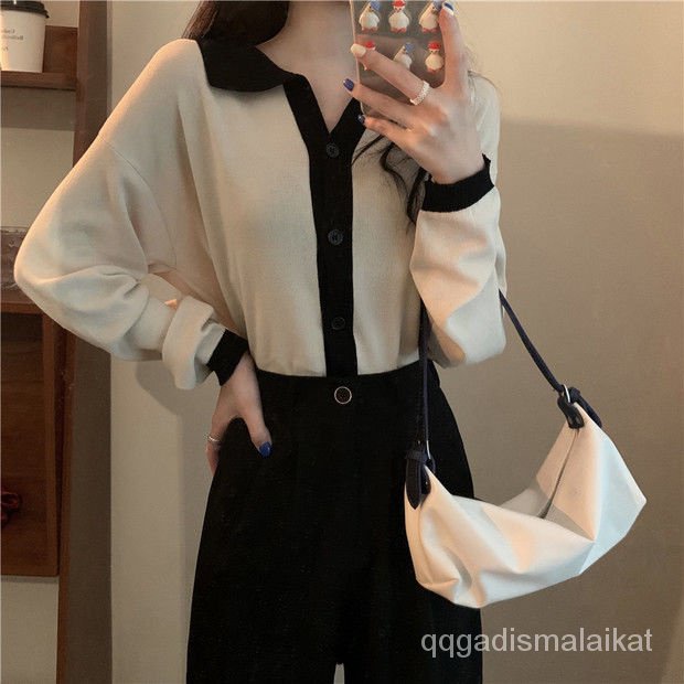 【COD】Cardigan Wanita Korea Kardigan Rajutan V-neck Prancis