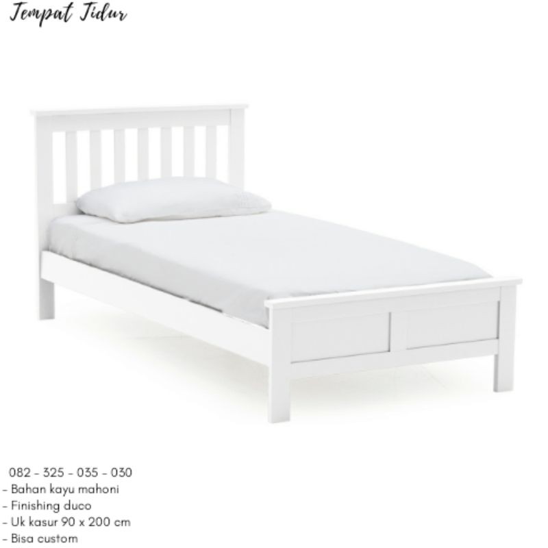 Dipan Anak Remaja Minimalis Duco, Ranjang Single Anak Putih, Tempat Tidur Anak Cewe Ukuran 120x200cm