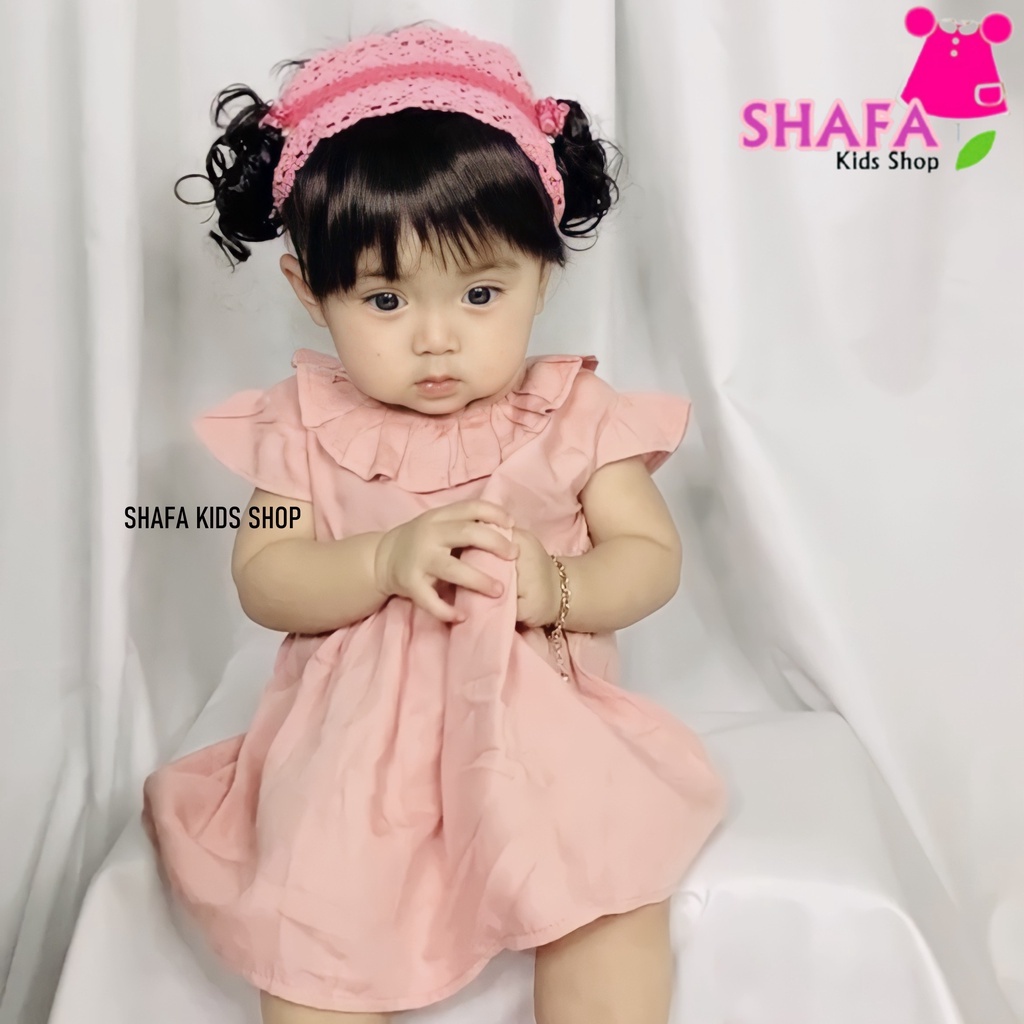 DRES BAYI PEREMPUAN USIA 3 18 BULAN BAHAN RAYON VISCOSE / BAJU ANAK PEREMPUAN / BAJU BAYI PEREMPUAN /  MOTIF POLOS / ORIGINAL SHAFA KIDS