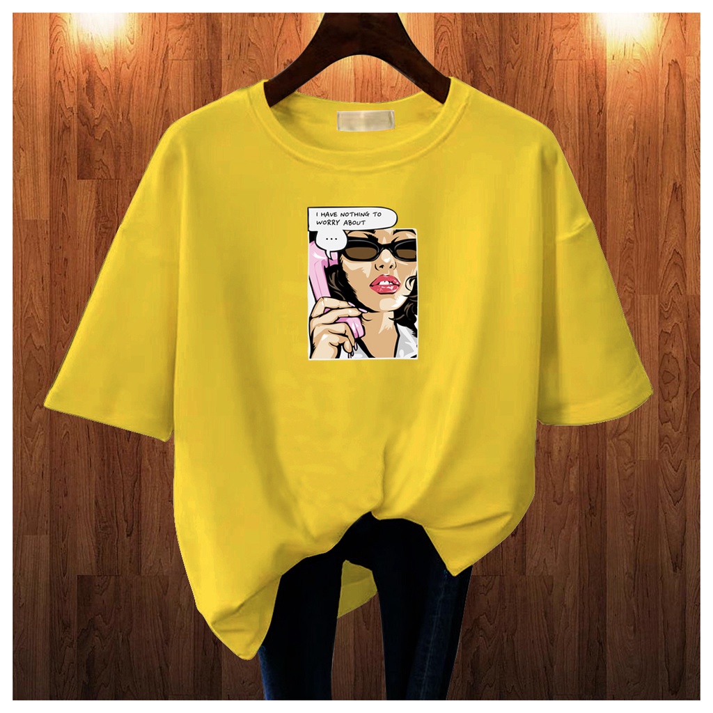 CALVIERO SHOP - BAJU KAOS ATASAN WANITA PRINT GIRL NOTHING WORRY LOGO GALAXY PRINT