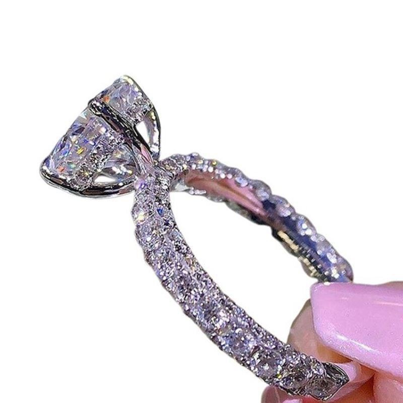 Gaya Mewah Fashion Wanita Cincin Pertunangan Berlian Safir Putih Alami