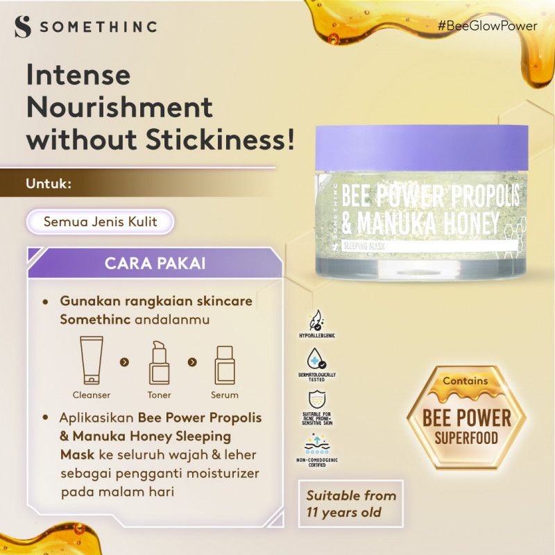 Somethinc - BEE POWER Propolis &amp; Manuka Honey Sleeping Mask , Glow Lip Serum, VITA PROPOLIS Hydra Power Mist