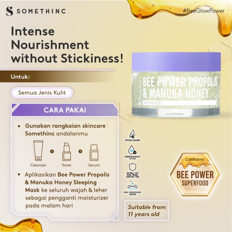 Somethinc - BEE POWER Propolis &amp; Manuka Honey Sleeping Mask , Glow Lip Serum, VITA PROPOLIS Hydra Power Mist