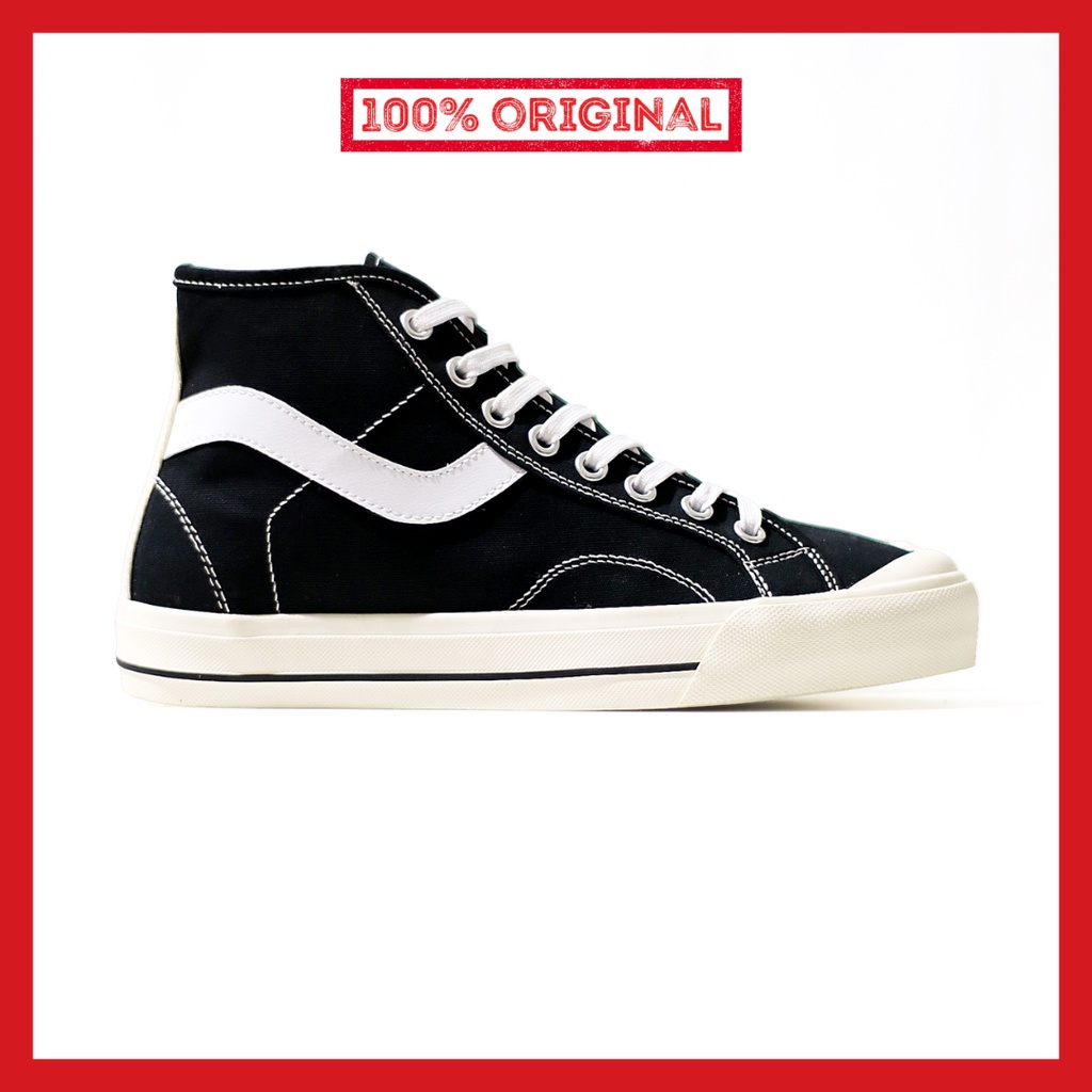 ORIGINAL - Sepatu Brand Lokal Kasual Pria Wanita No Brand Black White High Not Sneakers Ventela Public Hi Hitam Putih