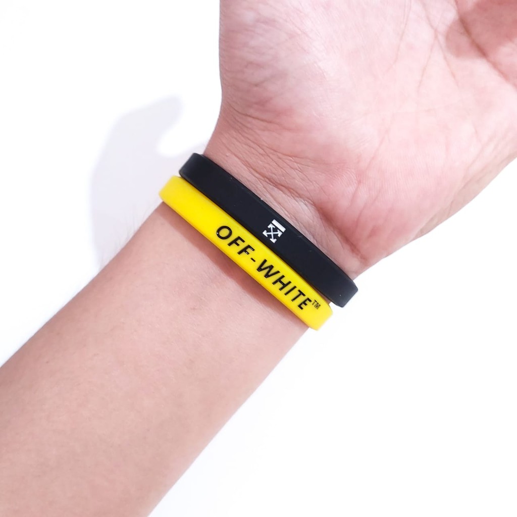 Gelang Pria Rubber / Wristband - OFF WHITE - Aksesoris Fashion Hype [ Gratis Ongkir / Cod ]