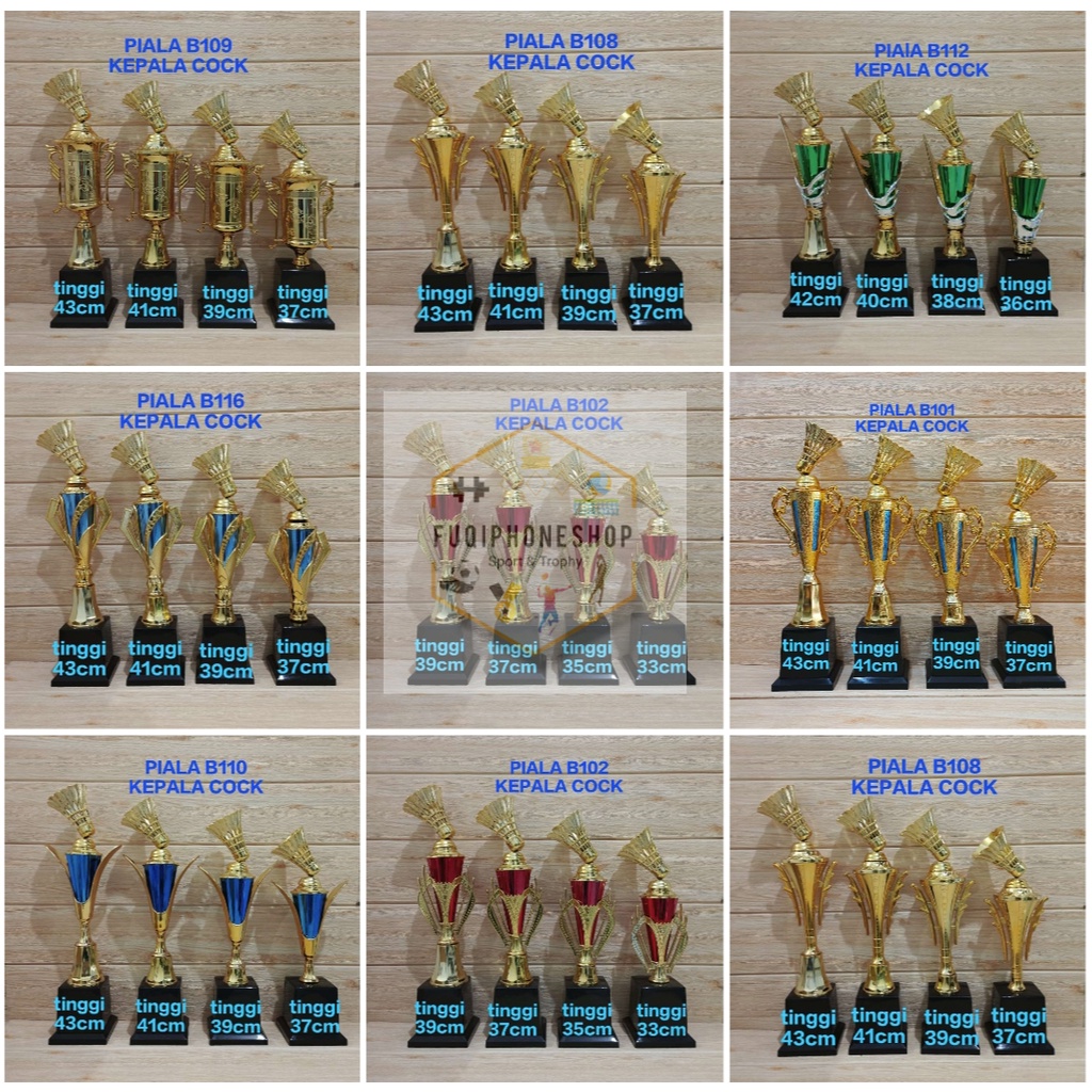 Jual Piala Badminton Trophy Bulutangkis Body Kepala Cock Set Shopee