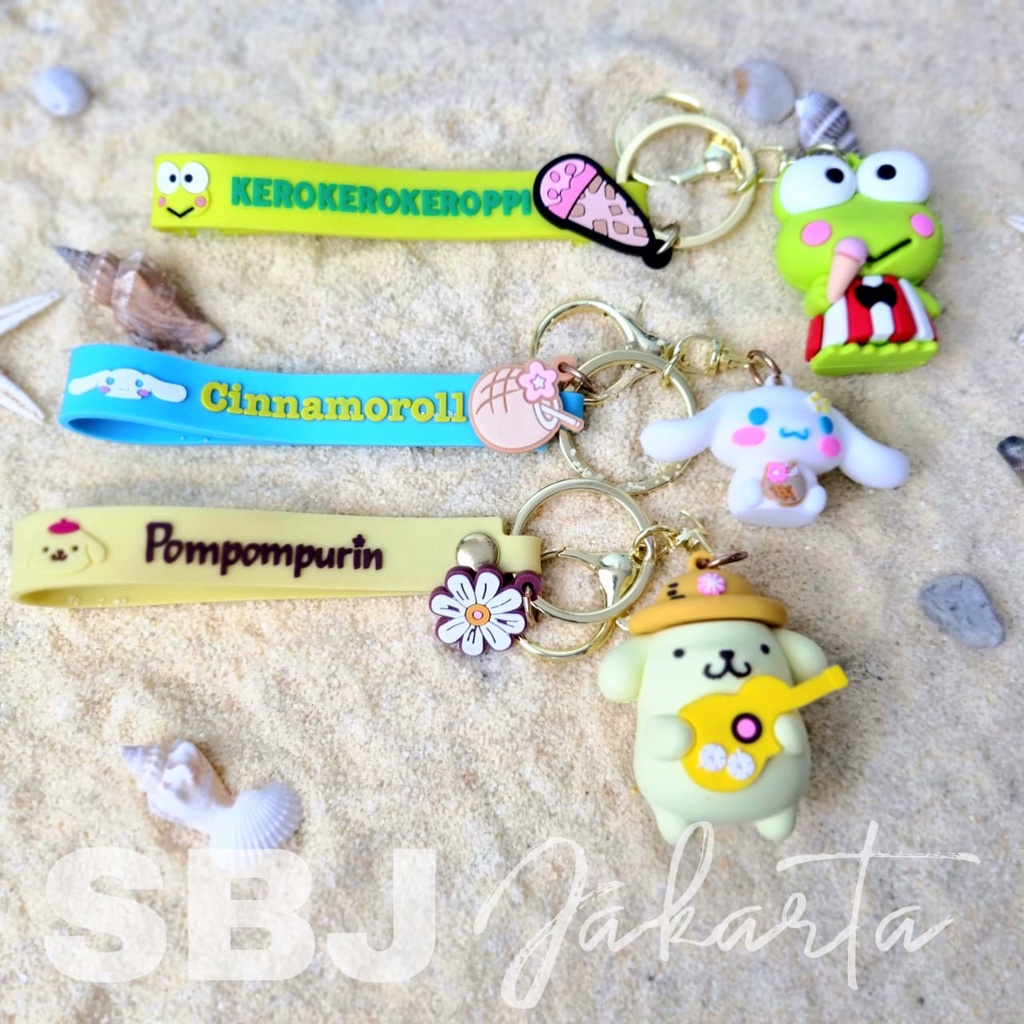 Gantungan Kunci Keychain gift souvenir SANRIO Hello kitty keropi pom purin cinnamoroll badtz maru SUMMER HOLIDAY